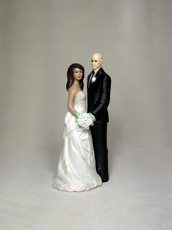 Interracial Caucásico BALD Novio Hispano Marrón Claro Novia 4.5" Boda 5004F Foto 1 de 1