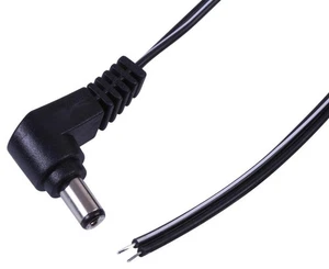 Corriente Dc Extensión Cable, 2.5x5.5mm Derecho en Ángulo Conector A Bare Ends , - Imagen 1 de 1