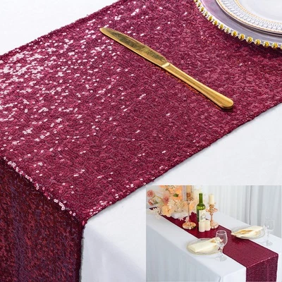 Sequin Table Runner Burgundy 12x72-Inch Pack of 10 Party Supplies Wine Weddin... - Image 1 of 4