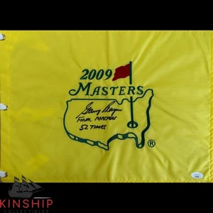 Bandera Masters 2009 firmada por Gary Player certificado de autenticidad JSA inscrito 52 veces golf automático cantidad - Imagen 1 de 1