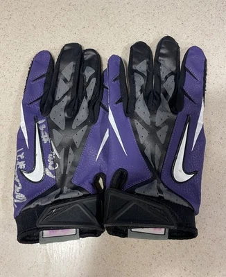 Luvas de futebol Nike usadas em jogos JMU James Madison Dukes assinadas Percy Agyei-Obese - Imagem 1 de 4