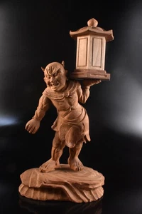 F5433: XF Japanese Wooden DemonSTATUE sculpture Ornament Figurines Buddhist art - Picture 1 of 8