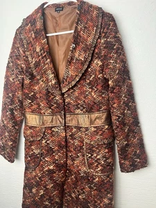 Fantazia SM karierte Wollmischung Vintage Druckknopfverschluss Hemd Jacke Mantel Rüschen, Besatz - Bild 1 von 8
