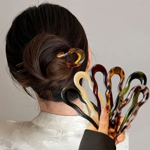 1 Pc Geometric Hair Fork U Shape Acrylic Tortoiseshell Stick Women Girls Style - Picture 1 of 27