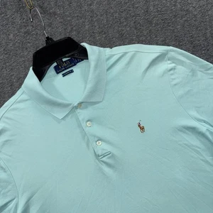 Polo Ralph Lauren Polo Shirt Mens Large Light Aqua Classic Fit Embroidered Pony - Picture 1 of 9