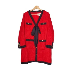 Mini Vestido Tuckernuck Pomander Place Coco Tweed Lazo Rojo Negro Talla Mediana NUEVO - Imagen 1 de 10