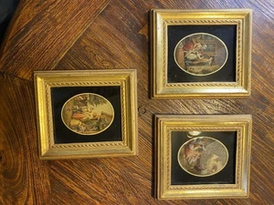 Antike Lithographien Gold gerahmt Mid Century Borghese Ära 3er Set - Bild 1 von 14