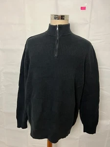 Chaps Herrenpullover 2XB schwarz viertelgroßer Reißverschluss langärmeliger Strick Mock Nackenpullover - Bild 1 von 7