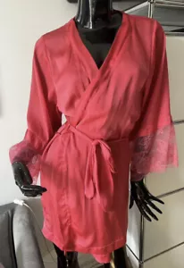 ETAM Lingerie Kimono Cardigan Morgenmantel S 36 Satin Spitze pink Bademantel - Bild 1 von 5