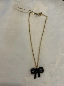 NWT COACH Ribbon Necklace Gold w/ Black Ribbon Pendant - Picture 1 of 3