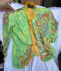 Bob Mackie wearable art jacket mandarin collar Light Green / Gold Size Medium