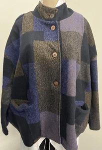 TRANSPARENTE Women’s JACKET, Sz : S oversized,50%wool/50%poly,made In ITALY, NWT - Picture 1 of 12