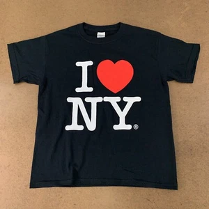 Gildan Youth Size Medium Black I Love NY Classic Graphic Print Short Sleeve Tee - Picture 1 of 8