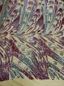Olivia Pailletten Design - Magenta schillernd 4-Wege Stretch Pailletten Stoff von Yard - Bild 1 von 5
