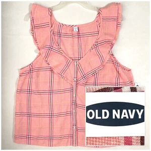 Sz XL NWT OLD NAVY Women’s Sleeveless, Button Down, Pink Plaid Blouse Top Shirt - Picture 1 of 11