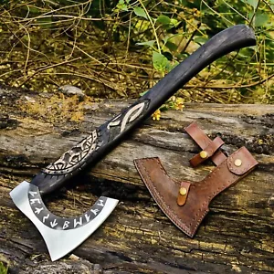 Handmade Carbon Steel Viking Axe Unique Tomahawk Throwing Hatchet Wood Handle 56 - Picture 1 of 9