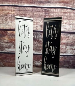 Let's Stay Home Vertical Wood Sign Let's Stay Home Distressed Wood Sign - Picture 1 of 9