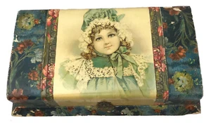 Antique Victorian Celluloid Wood Vanity Box Set Mirror Comb Brush Scissors - Picture 1 of 17