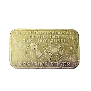 Silver International Trade Unit 1 OZ Silver Art Bar - .999 Fine Silver Bullion - Picture 1 of 12