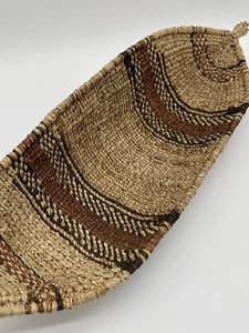 Woven Wicker Basket Oval Braided Storage Display Boho Chic Rustic Boat Style - Picture 1 of 7