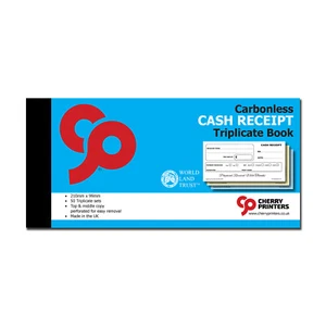 Cherry NCR Cash Receipt Triplicate Book 99mm x 210mm 50 Sets - Picture 1 of 3