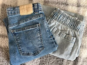 Zara Girls Lot Of Two 1-Wide Leg And 1-skinny Jeans size 10 Dark & Light Wash - Picture 1 of 8