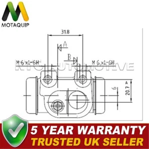 Motaquip Rear Left Wheel Brake Cylinder Fits Peugeot 306 Citroen Xsara ZX - Picture 1 of 12