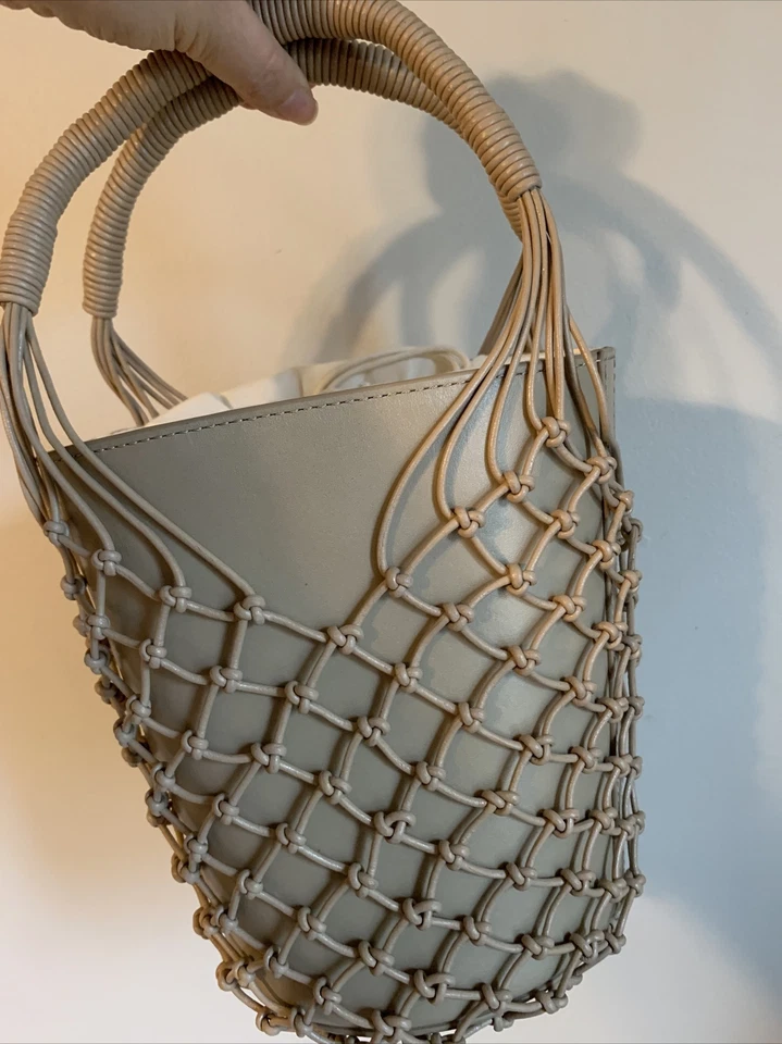 J.CREW MACADAMIA SEDONA LEATHER BASKET BUCKET BAG PURSE HANDBAG BJ726