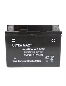 ULTRAMAX TTX4L-BS SAME AS YTX4L-BS 12v 3Ah Motorcycle / Scooter / Moped Battery - Picture 1 of 3