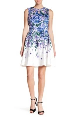 Mujeres Gabby Skye Vestido Estampado Floral Ojo Cerradura Azul Púrpura Sin Mangas Precio de venta sugerido por el fabricante 98 USD Foto 1 de 4