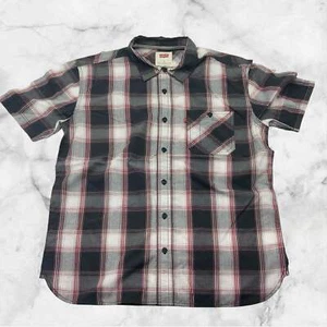 Men's Levi's Black | White | Red | Grey Plaid Button Down S/S Shirt NWT - Imagen 1 de 3