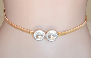 Cintura gioiello donna oro dorato cristalli metallo elastica estensibile UW56 - Foto 1 di 3