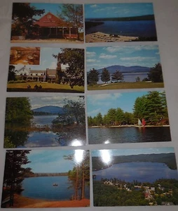 Vintage New Hampshire Postcards '60s Chase Pond Cottages Sailboat Pleasant Lake - Picture 1 of 12
