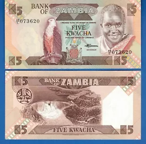 Zambia P-25 5 Kwacha 1980-88 ND World Paper Money Currency Uncirculated Banknote - Picture 1 of 1