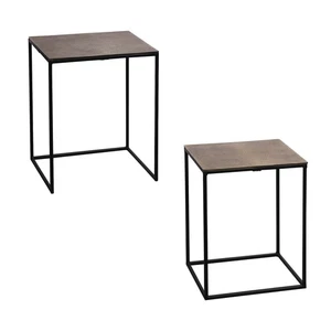 Set de 2 bouts de canapés rectangulaire or métal 45x35 cm - Imagen 1 de 1
