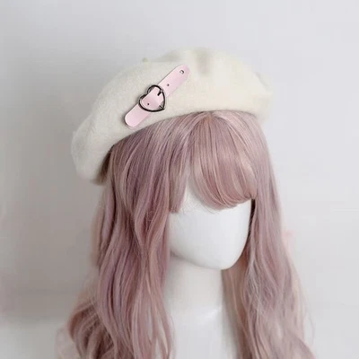 Otoño Invierno Dulce Mezcla de Lana Lolita Mori Niñas Boina Gorro Gorra Pintor Sombrero Foto 1 de 4