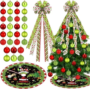 32 Pezzi Set Decorazione Albero di Natale Include Verde Lime Rosso Albero di Natale Fiocco T - Foto 1 di 7