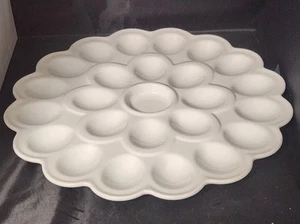 Everyday White Porcelain Deviled Egg Plate Flower Egg Tray Platter 14" 24 eggs - Picture 1 of 3