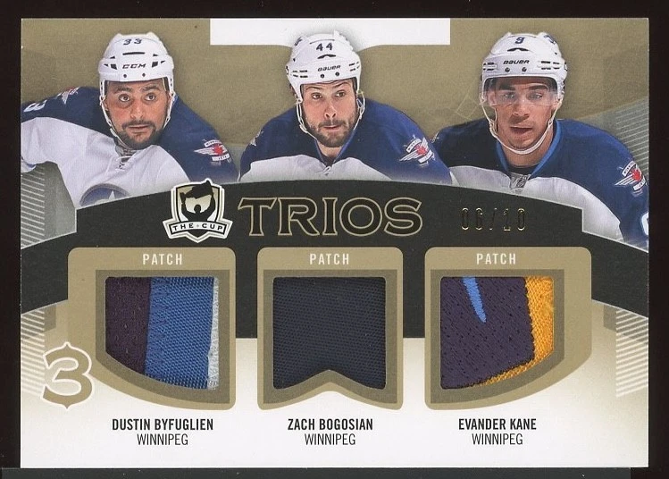 2012-13 UD The Cup Trios Patch /10 Dustin Byfuglien/Zach Bogosian/Evander Kane - Image 1 of 1