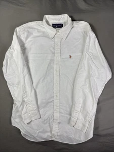 Polo Ralph Lauren Button Down Hemd Herren 17 34/35 Classic Fit Weiß Fleisch Pony - Bild 1 von 8