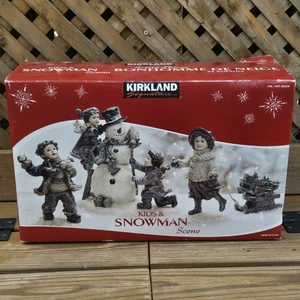 Kirkland Kinder & Schneemann Szene Weihnachten Harz Figuren Set #862008 nicht mehr im Handel erhältlich NEU - Bild 1 von 8