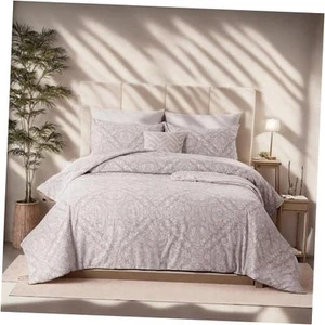Paisley Comforter Set Size 100% Cotton Comforter 3 Pieces Boho Queen Light Pink - Picture 1 of 8