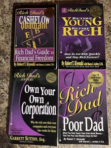 4 Book Lot Rich Dad Poor Dad Robert T Kiyosaki Retire Cash flow Quadrant - Picture 1 of 3