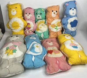Vintage Care Bears Set Of 9 Cut & Sew Pillows Toy 1983 Plush Retro Pillows 12" - Picture 1 of 12