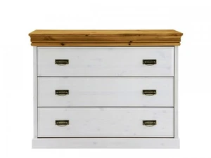 Kommode Sideboard Schrank Kiefer massiv Massivholz 3 Schubladen ROMAN Weiß Honig - Bild 1 von 2