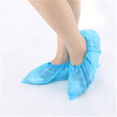 10/50/100Pcs Disposable Plastic Shoe Covers Cleaning Overshoes Waterproof-Blue • 6.02$