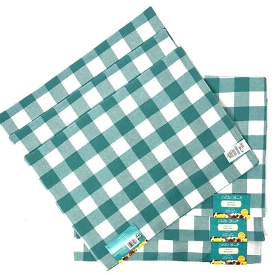 The Pioneer Woman Placemats Teal Charming Check Reversible Country Lot Set Of 11 - Image 1 of 4