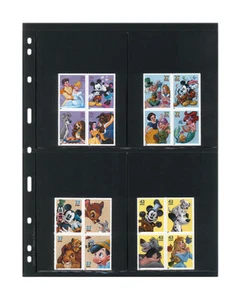 5 LINDNER 079 UNIPLATE Blätter schwarz 4 Taschen 97x128mm Für Briefmarken - Bild 1 von 3