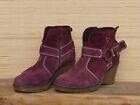 Ankle boots JOSEF SEIBEL wheel leather wine red strap buckle wedge heel size 42 TOP