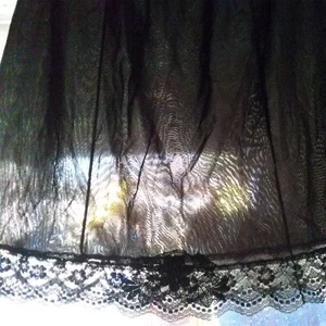 VTG 1960's70's Black Lingerie Half Slip Dainty Black Lace Trim Applique USA MADE - Picture 1 of 13